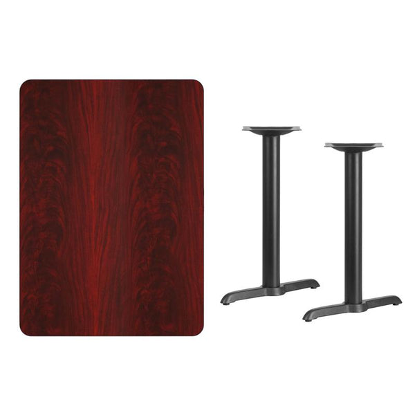 Flash Furniture 30'' x 42'' Rectangular Mahogany Laminate Table Top with 5'' x 22'' Table Height Bases - XU-MAHTB-3042-T0522-GG