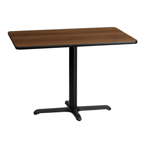 Flash Furniture 30'' x 42'' Rectangular Walnut Laminate Table Top with 22'' x 30'' Table Height Base - XU-WALTB-3042-T2230-GG