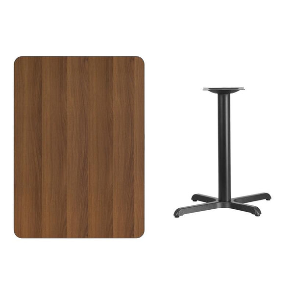 Flash Furniture 30'' x 42'' Rectangular Walnut Laminate Table Top with 22'' x 30'' Table Height Base - XU-WALTB-3042-T2230-GG