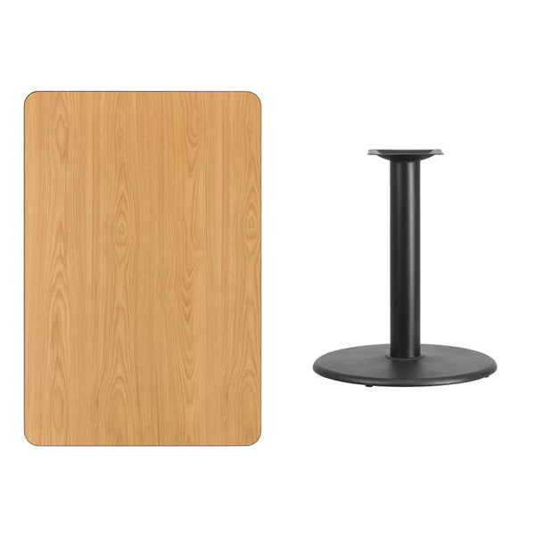 Flash Furniture 30'' x 45'' Rectangular Natural Laminate Table Top with 24'' Round Table Height Base - XU-NATTB-3045-TR24-GG