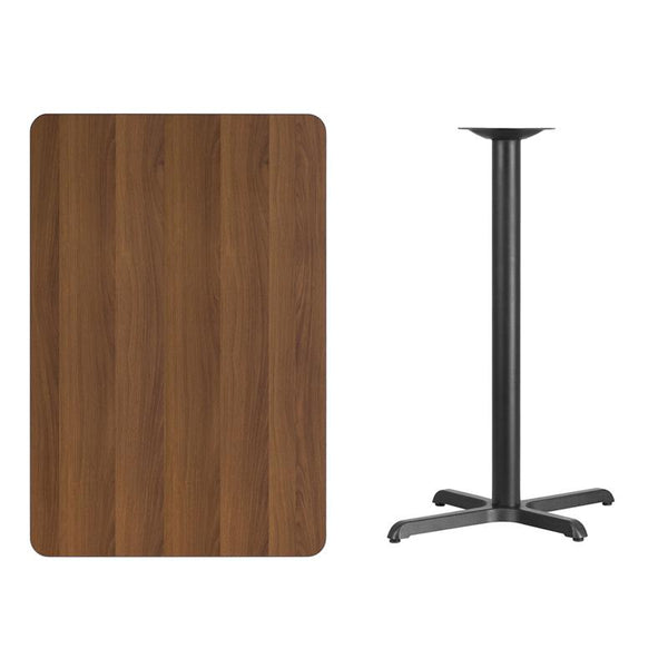 Flash Furniture 30'' x 45'' Rectangular Walnut Laminate Table Top with 22'' x 30'' Bar Height Table Base - XU-WALTB-3045-T2230B-GG