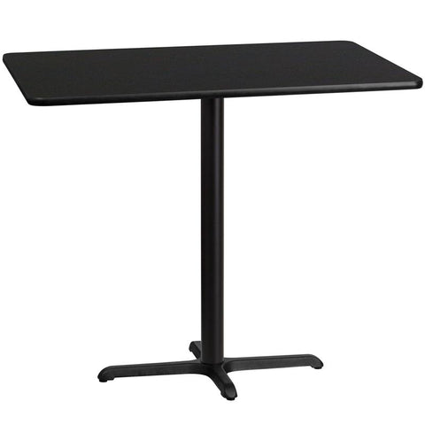 Flash Furniture 30'' x 48'' Rectangular Black Laminate Table Top with 22'' x 30'' Bar Height Table Base - XU-BLKTB-3048-T2230B-GG