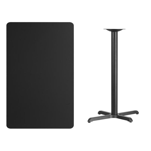 Flash Furniture 30'' x 48'' Rectangular Black Laminate Table Top with 22'' x 30'' Bar Height Table Base - XU-BLKTB-3048-T2230B-GG