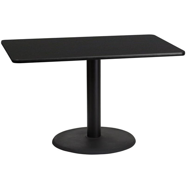 Flash Furniture 30'' x 48'' Rectangular Black Laminate Table Top with 24'' Round Table Height Base - XU-BLKTB-3048-TR24-GG
