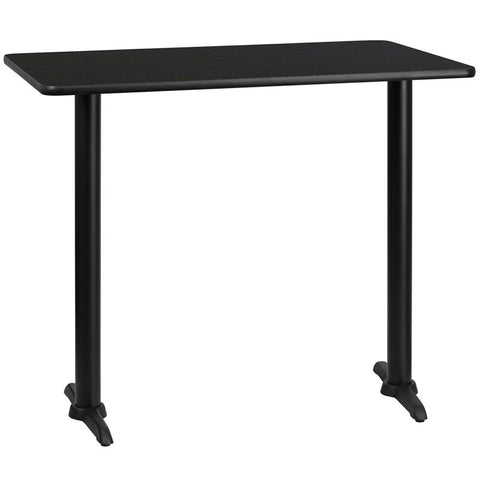 Flash Furniture 30'' x 48'' Rectangular Black Laminate Table Top with 5'' x 22'' Bar Height Table Bases - XU-BLKTB-3048-T0522B-GG