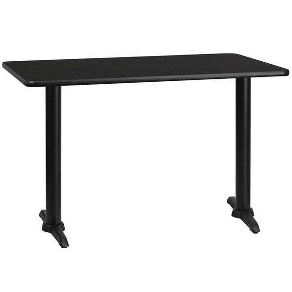 Flash Furniture 30'' x 48'' Rectangular Black Laminate Table Top with 5'' x 22'' Table Height Bases - XU-BLKTB-3048-T0522-GG