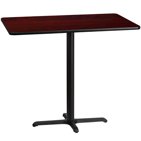 Flash Furniture 30'' x 48'' Rectangular Mahogany Laminate Table Top with 22'' x 30'' Bar Height Table Base - XU-MAHTB-3048-T2230B-GG