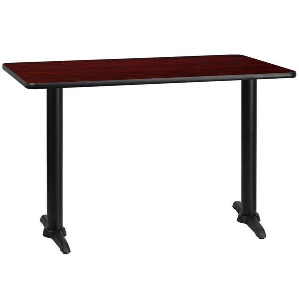 Flash Furniture 30'' x 48'' Rectangular Mahogany Laminate Table Top with 5'' x 22'' Table Height Bases - XU-MAHTB-3048-T0522-GG