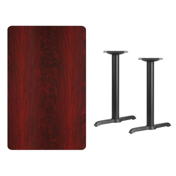 Flash Furniture 30'' x 48'' Rectangular Mahogany Laminate Table Top with 5'' x 22'' Table Height Bases - XU-MAHTB-3048-T0522-GG