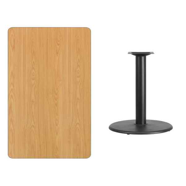 Flash Furniture 30'' x 48'' Rectangular Natural Laminate Table Top with 24'' Round Table Height Base - XU-NATTB-3048-TR24-GG