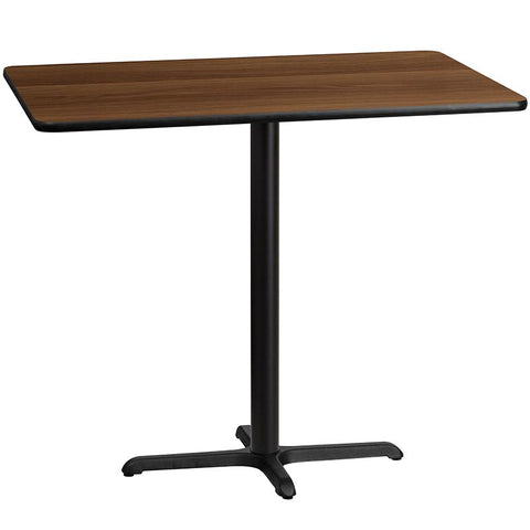 Flash Furniture 30'' x 48'' Rectangular Walnut Laminate Table Top with 22'' x 30'' Bar Height Table Base - XU-WALTB-3048-T2230B-GG