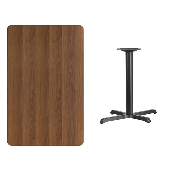 Flash Furniture 30'' x 48'' Rectangular Walnut Laminate Table Top with 22'' x 30'' Bar Height Table Base - XU-WALTB-3048-T2230B-GG