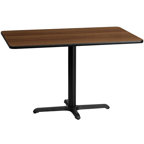 Flash Furniture 30'' x 48'' Rectangular Walnut Laminate Table Top with 22'' x 30'' Table Height Base - XU-WALTB-3048-T2230-GG