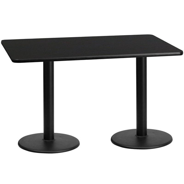 Flash Furniture 30'' x 60'' Rectangular Black Laminate Table Top with 18'' Round Table Height Bases - XU-BLKTB-3060-TR18-GG