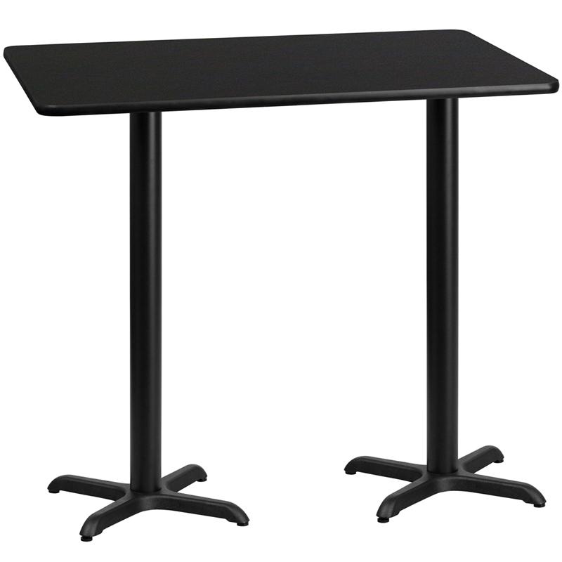 Flash Furniture 30'' x 60'' Rectangular Black Laminate Table Top with 22'' x 22'' Bar Height Table Bases - XU-BLKTB-3060-T2222B-GG