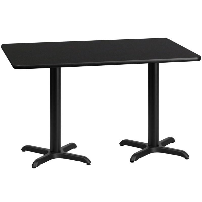 Flash Furniture 30'' x 60'' Rectangular Black Laminate Table Top with 22'' x 22'' Table Height Bases - XU-BLKTB-3060-T2222-GG