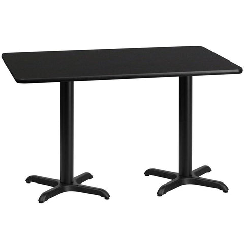 Flash Furniture 30'' x 60'' Rectangular Black Laminate Table Top with 22'' x 22'' Table Height Bases - XU-BLKTB-3060-T2222-GG