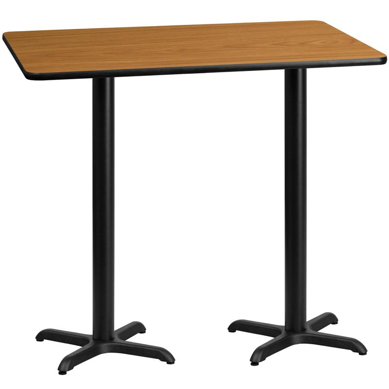 Flash Furniture 30'' x 60'' Rectangular Natural Laminate Table Top with 22'' x 22'' Bar Height Table Bases - XU-NATTB-3060-T2222B-GG