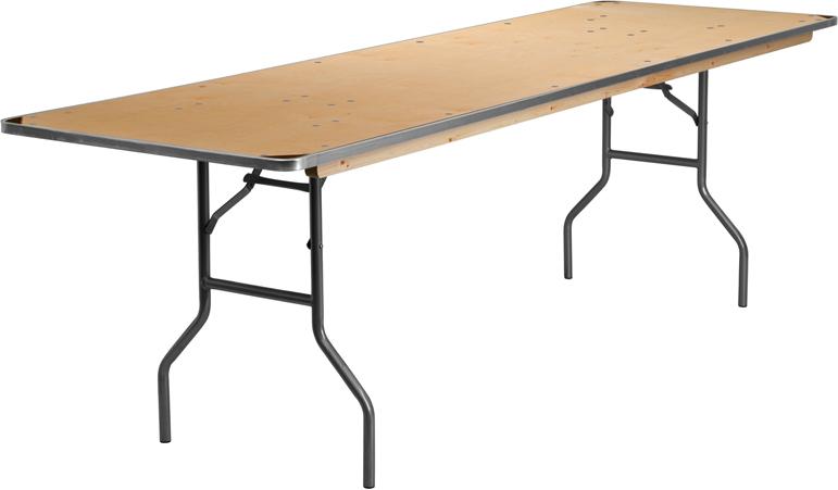 Flash Furniture 30'' x 96'' Rectangular HEAVY DUTY Birchwood Folding Banquet Table with METAL Edges and Protective Corner Guards - XA-3096-BIRCH-M-GG