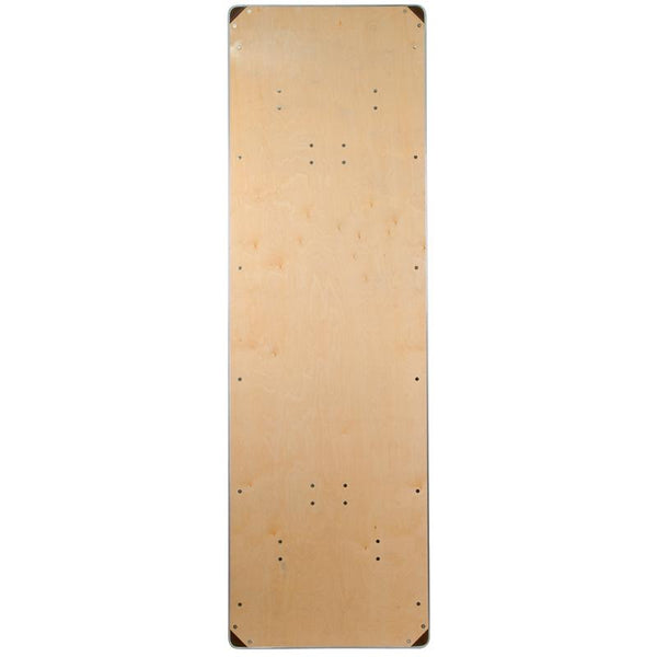 Flash Furniture 30'' x 96'' Rectangular HEAVY DUTY Birchwood Folding Banquet Table with METAL Edges and Protective Corner Guards - XA-3096-BIRCH-M-GG
