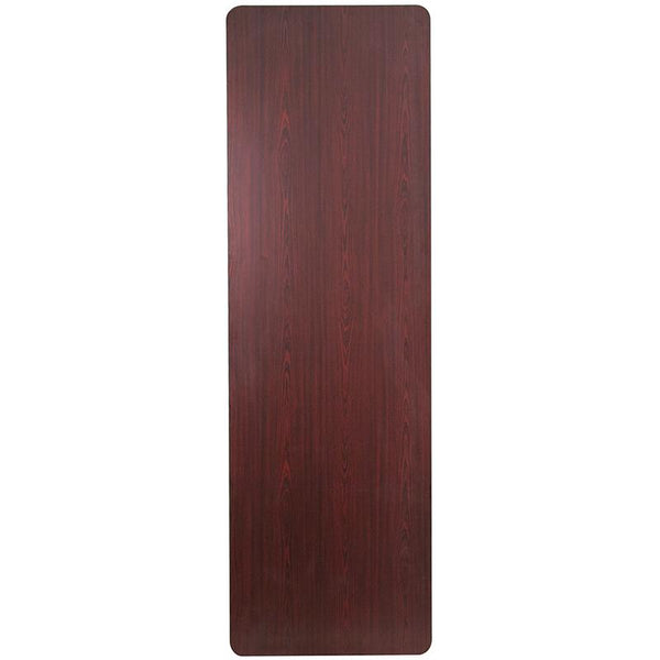 Flash Furniture 30'' x 96'' Rectangular Mahogany Melamine Laminate Folding Banquet Table - YT-3096-MEL-WAL-GG