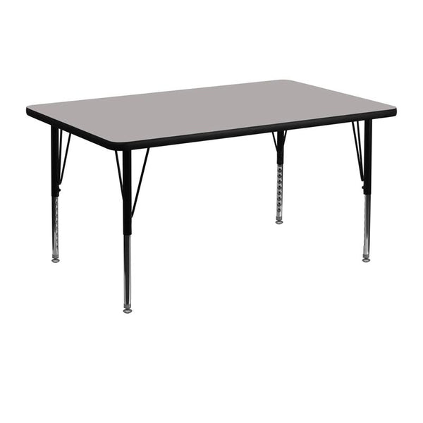 Flash Furniture 30''W x 48''L Rectangular Grey HP Laminate Activity Table - Height Adjustable Short Legs - XU-A3048-REC-GY-H-P-GG