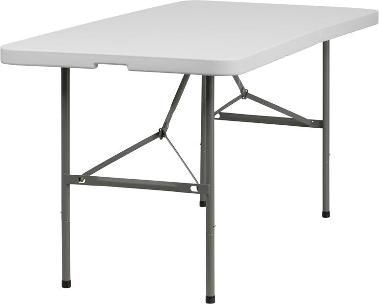 Flash Furniture 30''W x 60''L Bi-Fold Granite White Plastic Folding Table - DAD-YCZ-152Z-GG