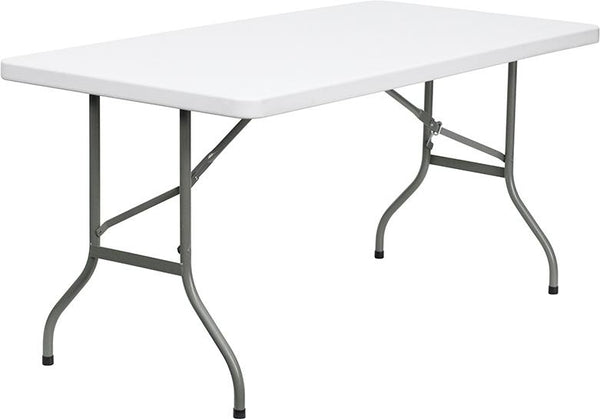 Flash Furniture 30''W x 60''L Granite White Plastic Folding Table - DAD-YCZ-152-GG