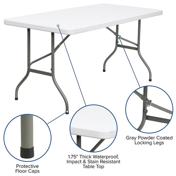 Flash Furniture 30''W x 60''L Granite White Plastic Folding Table - DAD-YCZ-152-GG