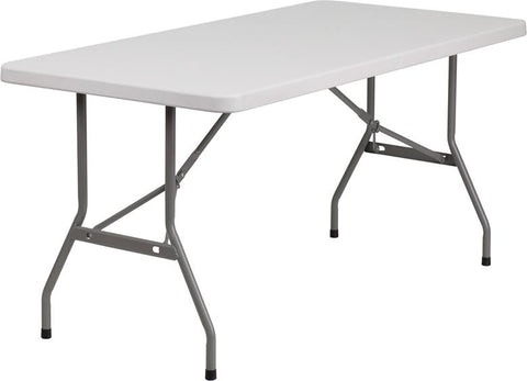 Flash Furniture 30''W x 60''L Granite White Plastic Folding Table - RB-3060-GG