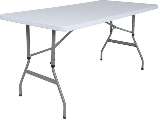 Flash Furniture 30''W x 60''L Height Adjustable Granite White Plastic Folding Table - RB-3050ADJ-GG