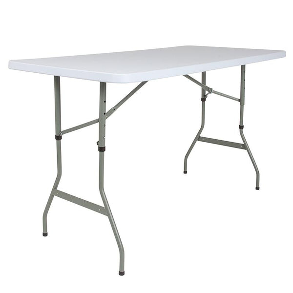 Flash Furniture 30''W x 60''L Height Adjustable Granite White Plastic Folding Table - RB-3050ADJ-GG