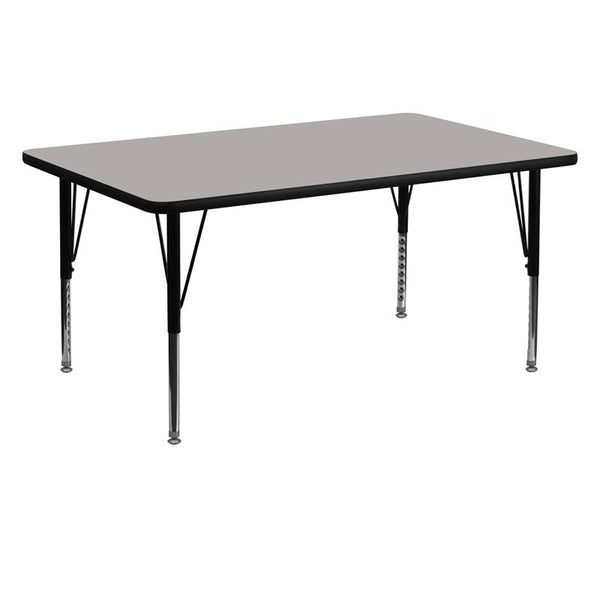 Flash Furniture 30''W x 60''L Rectangular Grey HP Laminate Activity Table - Height Adjustable Short Legs - XU-A3060-REC-GY-H-P-GG
