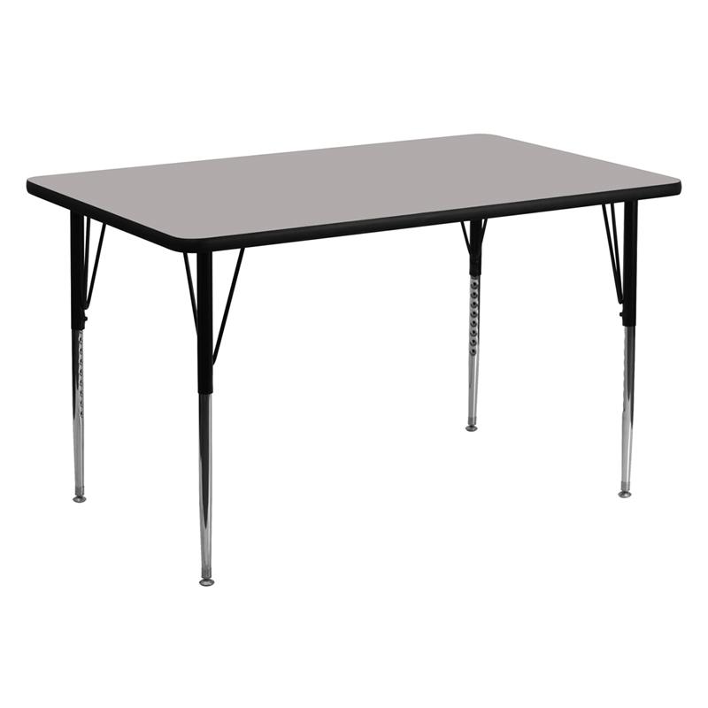 Flash Furniture 30''W x 60''L Rectangular Grey HP Laminate Activity Table - Standard Height Adjustable Legs - XU-A3060-REC-GY-H-A-GG