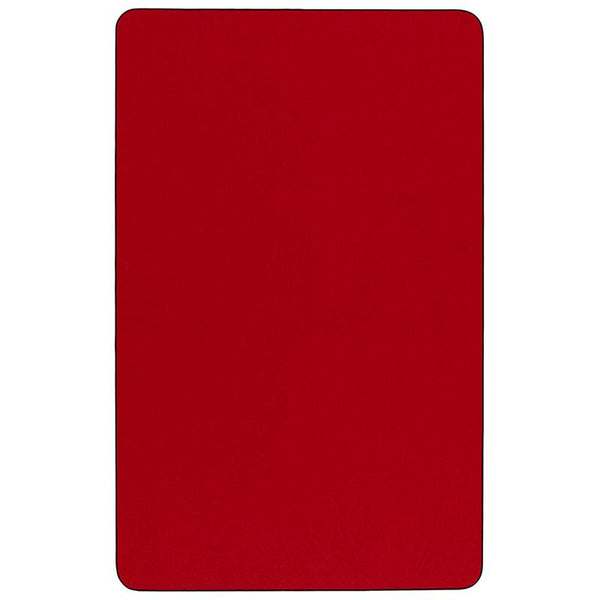 Flash Furniture 30''W x 60''L Rectangular Red Thermal Laminate Activity Table - Height Adjustable Short Legs - XU-A3060-REC-RED-T-P-GG