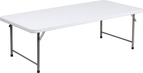 Flash Furniture 30''W x 60''L x 19''H Kid's Granite White Plastic Folding Table - RB-3060-KID-GG