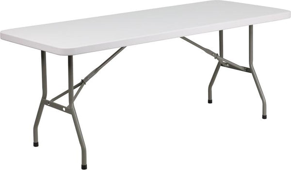 Flash Furniture 30''W x 72''L Granite White Plastic Folding Table - DAD-YCZ-183B-GW-GG