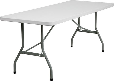 Flash Furniture 30''W x 72''L Granite White Plastic Folding Table - RB-3072-GG