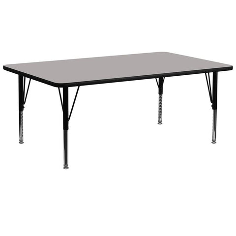 Flash Furniture 30''W x 72''L Rectangular Grey HP Laminate Activity Table - Height Adjustable Short Legs - XU-A3072-REC-GY-H-P-GG