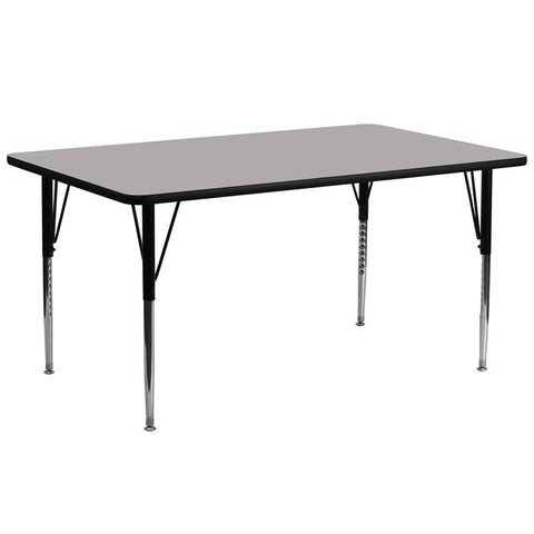 Flash Furniture 30''W x 72''L Rectangular Grey HP Laminate Activity Table - Standard Height Adjustable Legs - XU-A3072-REC-GY-H-A-GG