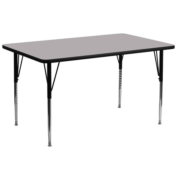 Flash Furniture 30''W x 72''L Rectangular Grey Thermal Laminate Activity Table - Standard Height Adjustable Legs - XU-A3072-REC-GY-T-A-GG