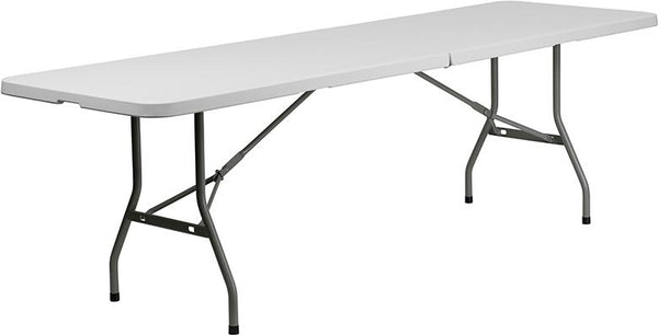 Flash Furniture 30''W x 96''L Bi-Fold Granite White Plastic Folding Table - RB-3096FH-GG