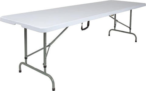 Flash Furniture 30''W x 96''L Height Adjustable Bi-Fold Granite White Plastic Folding Table - RB-3096FH-ADJ-GG