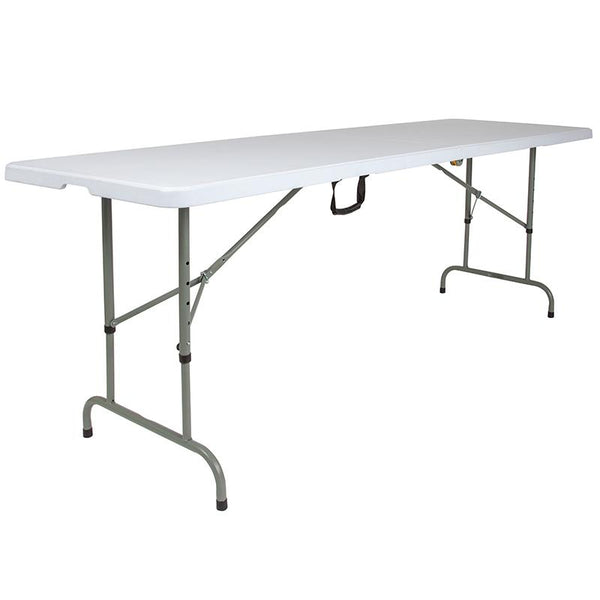 Flash Furniture 30''W x 96''L Height Adjustable Bi-Fold Granite White Plastic Folding Table - RB-3096FH-ADJ-GG