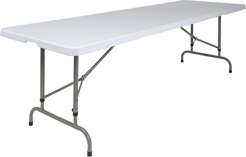 Flash Furniture 30''W x 96''L Height Adjustable Granite White Plastic Folding Table - RB-3096ADJ-GG