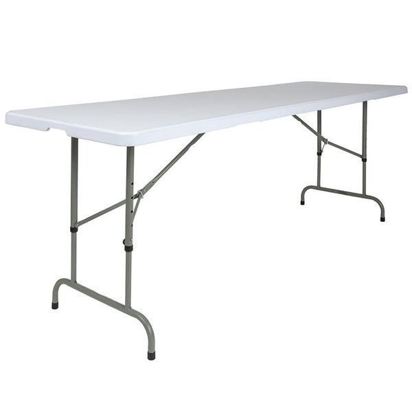 Flash Furniture 30''W x 96''L Height Adjustable Granite White Plastic Folding Table - RB-3096ADJ-GG