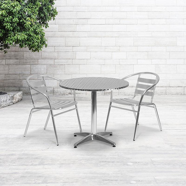 Flash Furniture 31.5'' Round Aluminum Indoor-Outdoor Table with Base - TLH-052-3-GG