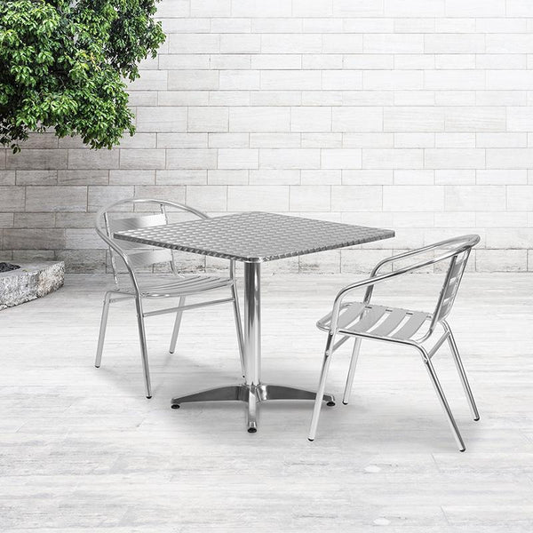 Flash Furniture 31.5'' Square Aluminum Indoor-Outdoor Table with Base - TLH-053-3-GG