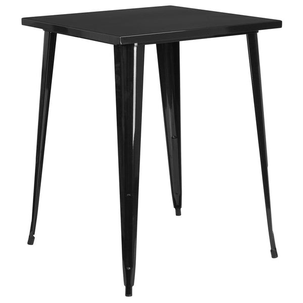 Flash Furniture 31.5'' Square Black Metal Indoor-Outdoor Bar Height Table - CH-51040-40-BK-GG