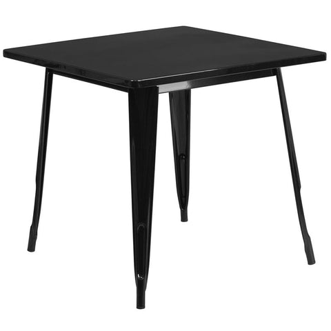 Flash Furniture 31.5'' Square Black Metal Indoor-Outdoor Table - ET-CT002-1-BK-GG